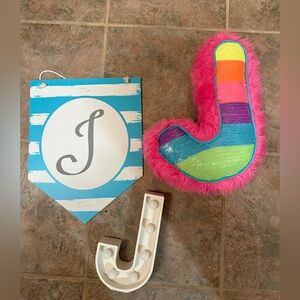 Colorful Fuzzy Letter J Pillow - Pink + Multicolor.  J lot.